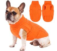 Hjumarayan Minimalist Cable Knit Dog Jumper | Soft Roll Neck Puppy Knitwear with Harness Hole for Autumn Winter Walks | Cozy Dog Sweater for Girl Boy Dogs | Cocker Spaniel (Orange XL)