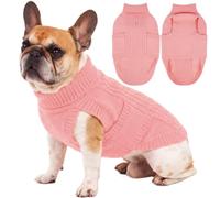 Hjumarayan Minimalist Cable Knit Dog Jumper | Soft Roll Neck Puppy Knitwear with Harness Hole for Autumn Winter Walks | Cozy Dog Sweater for Girl Boy Dogs | Cocker Spaniel (Baby Pink XL)