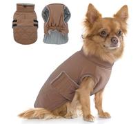 Hjumarayan Small Dog Coat - Quilted Dog Winter Coats Water-resistant, Harness Hole, Reflective, Warm Jacket Fleece Lined for Maltese, Bichon, Mini Pug, Shih Tzu, Mini Dachshund (Brown S)