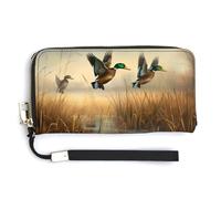 HJUQNGF Black White Piano Keyboard Wristlet Long Wallet Womens Purse Wallet Zip Clutch Large Capacity Leather Purse Credit Card Holder Coin Purse, Hunting Flying Wild, 20.0*10.5cm