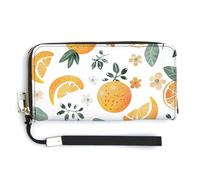 HJUQNGF Bright Light Yellow Wristlet Long Wallet Womens Purse Zip Clutch Large Capacity Leather Purse Credit Coin Purse, Oranges and Lemons, 20.0*10.5cm