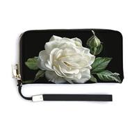 HJUQNGF Bunny Hopping Pattern Wristlet Long Wallet Womens Purse Wallet Zip Clutch Large Capacity Leather Purse Credit Card Holder Coin Purse, There Are Leaves Around, 20.0*10.5cm