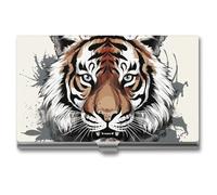 HJUQNGF Business Card Holder Black And White Doodle Tiger Business Card Case Slim Pocket Card Holders Name Card Holder Metal Business Card Organizer Business Card Carrier for Men Women, silver,
