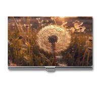 HJUQNGF Business Card Holder Dandelions at Sunset Business Card Case Slim Pocket Card Holders Name Card Holder Metal Business Card Organizer Business Card Carrier for Men Women, silver, 3.7x2.2x0.3