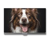 HJUQNGF Business Card Holder Dog Sticking Out Tongue Business Card Case Slim Pocket Card Holders Name Card Holder Metal Business Card Organizer Business Card Carrier for Men Women, silver, 3.7x2.2x0.3