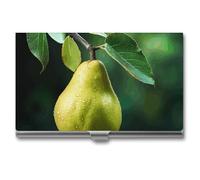 HJUQNGF Business Card Holder Pears on The Tree Business Card Case Slim Pocket Card Holders Name Card Holder Metal Business Card Organizer Business Card Carrier for Men Women, silver, 3.7x2.2x0.3