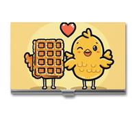 HJUQNGF Business Card Holder Waffles And Chicken Business Card Case Slim Pocket Card Holders Name Card Holder Metal Business Card Organizer Business Card Carrier for Men Women, silver, 3.7x2.2x0.3