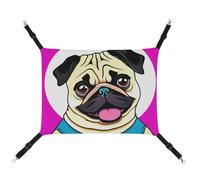 HJUQNGF Cat Hammock Soft Breathable Pet Hanging Hammock with Metal Hooks Funny Cartoon Pug Puppy Dog Sleeping Hammock Portable Cat Cage Bed for Cats Small Dogs Small Animals
