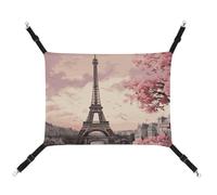 HJUQNGF Cat Hammock Soft Breathable Pet Hanging Hammock with Metal Hooks Romantic Paris Tower Sleeping Hammock Portable Cat Cage Bed for Cats Small Dogs Small Animals