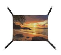 HJUQNGF Cat Hammock Soft Breathable Pet Hanging Hammock with Metal Hooks Tropical Beach Coastal Sunset Sleeping Hammock Portable Cat Cage Bed for Cats Small Dogs Small Animals