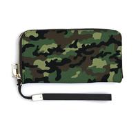 HJUQNGF Color Chocolate Wristlet Long Wallet Womens Purse Zip Clutch Large Capacity Leather Purse Credit Coin Purse, Green Military pattern, 20.0*10.5cm