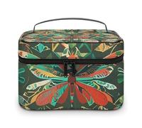 HJUQNGF Colorful Bohemian Patterns Cosmetic Bag, Portable Toiletry Bag, Large Capacity Travel Makeup Bags, Beauty Organizer for Full-Sized Shampoo Conditioner Brushes Set Accessories, Dragonfly,