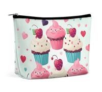 HJUQNGF Cosmetic Bag Ancient Skull And Flowers Portable Toiletry Bag Large Capacity Travel Makeup Bag Beauty Makeup Organizer for Full-Sized Shampoo Conditioner Brushes Set Makeup Accessories, Cupcake