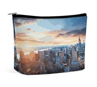 HJUQNGF Cosmetic Bag Draw Two Cats Portable Toiletry Bag Large Capacity Travel Makeup Bag Beauty Makeup Organizer for Full-Sized Shampoo Conditioner Brushes Set Makeup Accessories, New York City