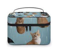 HJUQNGF Cosmetic Bag Portable Basketball Pattern Toiletry Bag Large Capacity Travel Makeup Bag Beauty Makeup Organizer for Full-Sized Shampoo Conditioner Brushes Set Makeup Accessories, Raining Cats &