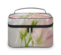 HJUQNGF Cosmetic Bag Portable Fresh Flower Images Toiletry Bag Large Capacity Travel Makeup Bag Beauty Makeup Organizer for Full-Sized Shampoo Conditioner Brushes Set Makeup Accessories, white,