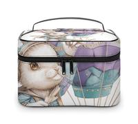 HJUQNGF Cosmetic Bag Portable Peach And Brown Pattern Toiletry Bag Large Capacity Travel Makeup Bag Beauty Makeup Organizer for Full-Sized Shampoo Conditioner Brushes Set Makeup Accessories, Rabbit on