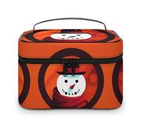 HJUQNGF Cosmetic Bag Portable Red Circle Snowman Toiletry Bag Large Capacity Travel Makeup Bag Beauty Makeup Organizer for Full-Sized Shampoo Conditioner Brushes Set Makeup Accessories, white,