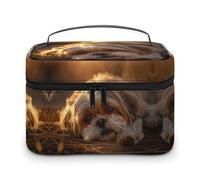 HJUQNGF Cosmetic Bag Portable Romantic Fox Pattern Toiletry Bag Large Capacity Travel Makeup Bag Beauty Makeup Organizer for Full-Sized Shampoo Conditioner Brushes Set Makeup Accessories, Lie on the