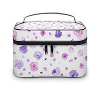 HJUQNGF Cosmetic Bag Portable Small Purple Rose Toiletry Bag Large Capacity Travel Makeup Bag Beauty Makeup Organizer for Full-Sized Shampoo Conditioner Brushes Set Makeup Accessories, white,