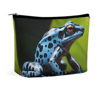HJUQNGF Dart Frog Blue Cosmetic Bag Portable Toiletry Bag Large Capacity Travel Makeup Bags Beauty Makeup Organizer for Full-Sized Shampoo Conditioner Brushes Set Makeup Accessories