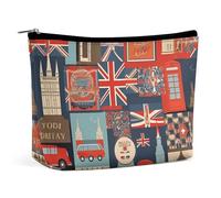 HJUQNGF England Symbols Cosmetic Bag Portable Toiletry Bag Large Capacity Travel Makeup Bags Beauty Makeup Organizer for Full-Sized Shampoo Conditioner Brushes Set Makeup Accessories