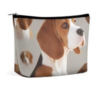 HJUQNGF Fall Autumn Leaves Cosmetic Bag Portable Toiletry Bag Large Capacity Travel Makeup Bag Beauty Makeup Organizer for Full-Sized Shampoo Conditioner Brushes Set Makeup Accessories, Beagle Doggy,