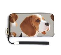 HJUQNGF Fall Autumn Leaves Wristlet Long Wallet Womens Purse Wallet Zip Clutch Large Capacity Leather Purse Credit Card Holder Coin Purse, Beagle Doggy, 20.0*10.5cm