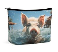 HJUQNGF Fox in The Woods Cosmetic Bag Portable Toiletry Bag Large Capacity Travel Makeup Bags Beauty Makeup Organizer for Full-Sized Shampoo Conditioner Brushes Set Makeup Accessories, PigSwim Bathe