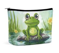 HJUQNGF Frog in A Pond Cosmetic Bag Portable Toiletry Bag Large Capacity Travel Makeup Bags Beauty Makeup Organizer for Full-Sized Shampoo Conditioner Brushes Set Makeup Accessories