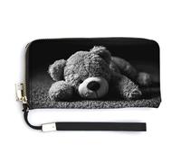 HJUQNGF Glasses on Table Wristlet Long Wallet Womens Purse Zip Clutch Large Capacity Leather Purse Credit Coin Purse, Lying on the Floor, 20.0*10.5cm