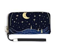 HJUQNGF Glasses on Table Wristlet Long Wallet Womens Purse Zip Clutch Large Capacity Leather Purse Credit Coin Purse, Graffiti Outside the Star, 20.0*10.5cm