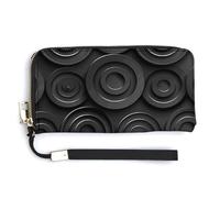 HJUQNGF Gray And White Cat Wristlet Long Wallet Womens Purse Zip Clutch Large Capacity Leather Purse Credit Coin Purse, Circles and Spirals, 20.0*10.5cm