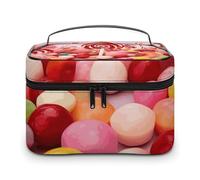 HJUQNGF Happy Mother Day Cosmetic Bag, Portable Toiletry Bag, Large Capacity Travel Makeup Bags, Beauty Organizer for Full-Sized Shampoo Conditioner Brushes Set Accessories, Sweet Candy, 25x18x15cm