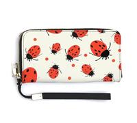 HJUQNGF Ladybugs Pattern Infinite Speckled Wristlet Long Wallet Womens Purse Zip Clutch Large Capacity Leather Purse Credit Coin Purse