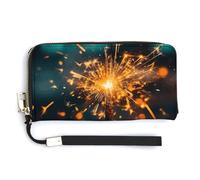 HJUQNGF Lake And Trees Wristlet Long Wallet Womens Purse Zip Clutch Large Capacity Leather Purse Credit Coin Purse, Sparks Shine, 20.0*10.5cm