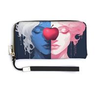 HJUQNGF Lake And Trees Wristlet Long Wallet Womens Purse Zip Clutch Large Capacity Leather Purse Credit Coin Purse, Fruit on Face, 20.0*10.5cm