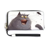 HJUQNGF Lemon Clip Art Wristlet Long Wallet Womens Purse Zip Clutch Large Capacity Leather Purse Credit Coin Purse, Fat Cat with Yellow Eyes, 20.0*10.5cm