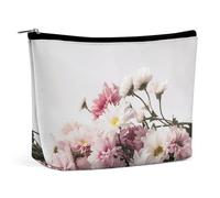 HJUQNGF Lie on The Floor Cosmetic Bag Portable Toiletry Bag Large Capacity Travel Makeup Bag Beauty Makeup Organizer for Full-Sized Shampoo Conditioner Brushes Set Makeup Accessories, Flowers on White