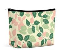 HJUQNGF Lie on The Floor Cosmetic Bag Portable Toiletry Bag Large Capacity Travel Makeup Bag Beauty Makeup Organizer for Full-Sized Shampoo Conditioner Brushes Set Makeup Accessories, Green Leaves