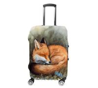 HJUQNGF Luggage Covers for 19-32 Inch, A Sleeping Fox Suitcase Protector, Stretchable Durable Travel Luggage Cover, Washable Anti-Scratch Travel Bag Protector, white, L, Flower and Animals