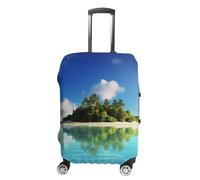 HJUQNGF Luggage Covers for 19-32 Inch, Beautiful Island In The Sea Suitcase Protector, Stretchable Durable Travel Luggage Cover, Washable Anti-Scratch Travel Bag Protector, white, M, Flower and