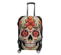 HJUQNGF Luggage Covers for 19-32 Inch, Colorful Sugar Skull Suitcase Protector, Stretchable Durable Travel Luggage Cover, Washable Anti-Scratch Travel Bag Protector, white, Small, Flower and Animals