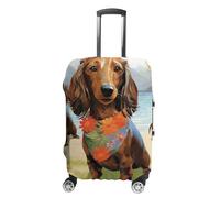 HJUQNGF Luggage Covers for 19-32 Inch, Dachshund Tropical Painting Art Suitcase Protector, Stretchable Durable Travel Luggage Cover, Washable Anti-Scratch Travel Bag Protector, white, M, Flower and
