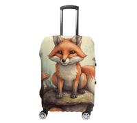 HJUQNGF Luggage Covers for 19-32 Inch, Fox in The Woods Suitcase Protector, Stretchable Durable Travel Luggage Cover, Washable Anti-Scratch Travel Bag Protector, white, M, Flower and Animals