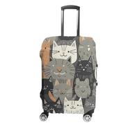 HJUQNGF Luggage Covers for 19-32 Inch, Hand Drawn Style Cat Suitcase Protector, Stretchable Durable Travel Luggage Cover, Washable Anti-Scratch Travel Bag Protector, white, XL, Flower and Animals