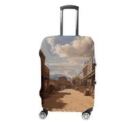HJUQNGF Luggage Covers for 19-32 Inch, Old Wild West Cowboy Town Suitcase Protector, Stretchable Durable Travel Luggage Cover, Washable Anti-Scratch Travel Bag Protector, white, Small, Flower and