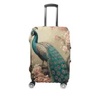 HJUQNGF Luggage Covers for 19-32 Inch, Oriental Peacock on Flower Tree Suitcase Protector, Stretchable Durable Travel Luggage Cover, Washable Anti-Scratch Travel Bag Protector, white, XL, Flower and