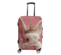 HJUQNGF Luggage Covers for 19-32 Inch, Rabbit Wearing A Crown Suitcase Protector, Stretchable Durable Travel Luggage Cover, Washable Anti-Scratch Travel Bag Protector, white, Small, Flower and Animals