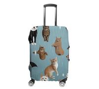 HJUQNGF Luggage Covers for 19-32 Inch, Raining Cats & Dogs Suitcase Protector, Stretchable Durable Travel Luggage Cover, Washable Anti-Scratch Travel Bag Protector, white, L, Flower and Animals